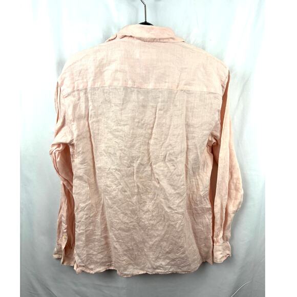 Vintage Talbots Irish Linen Long Sleeve Button Up Shirt Light Pink Womens Sz 10 - Picture 9 of 9